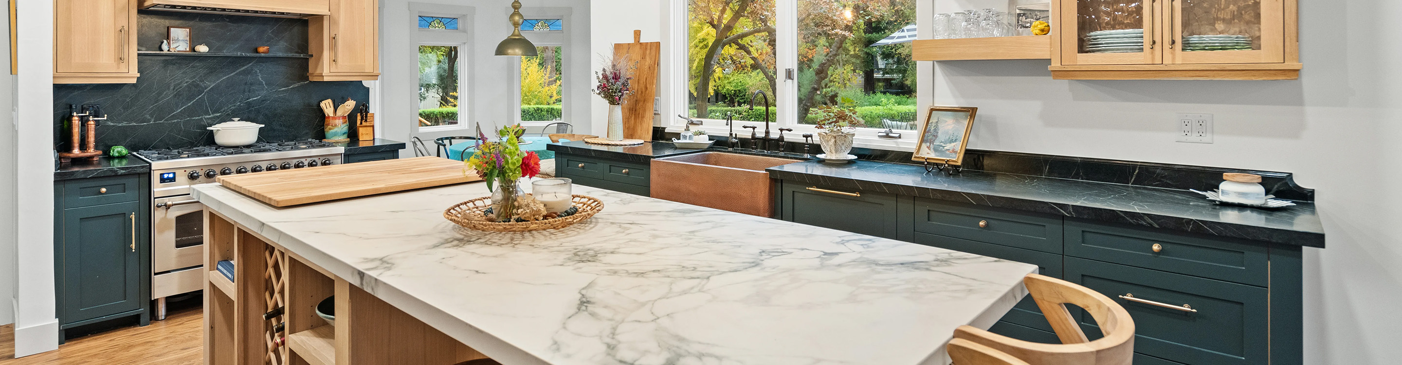 Kitchen with marble countertop