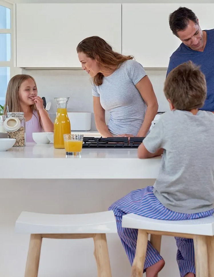 family in kitchen
